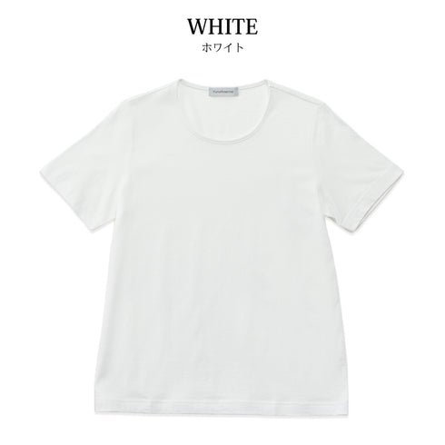 【日本製】 tシャツ レディース 半袖 カットソー クルーネック 軽い イージーケア 綿モダール コットン 無地 オレンジ(FL23SS-0010W-or)